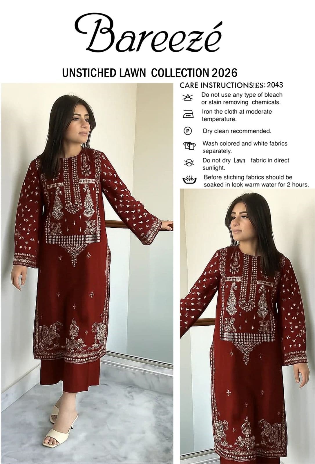 Bareeze Unstitched Lawn Suit