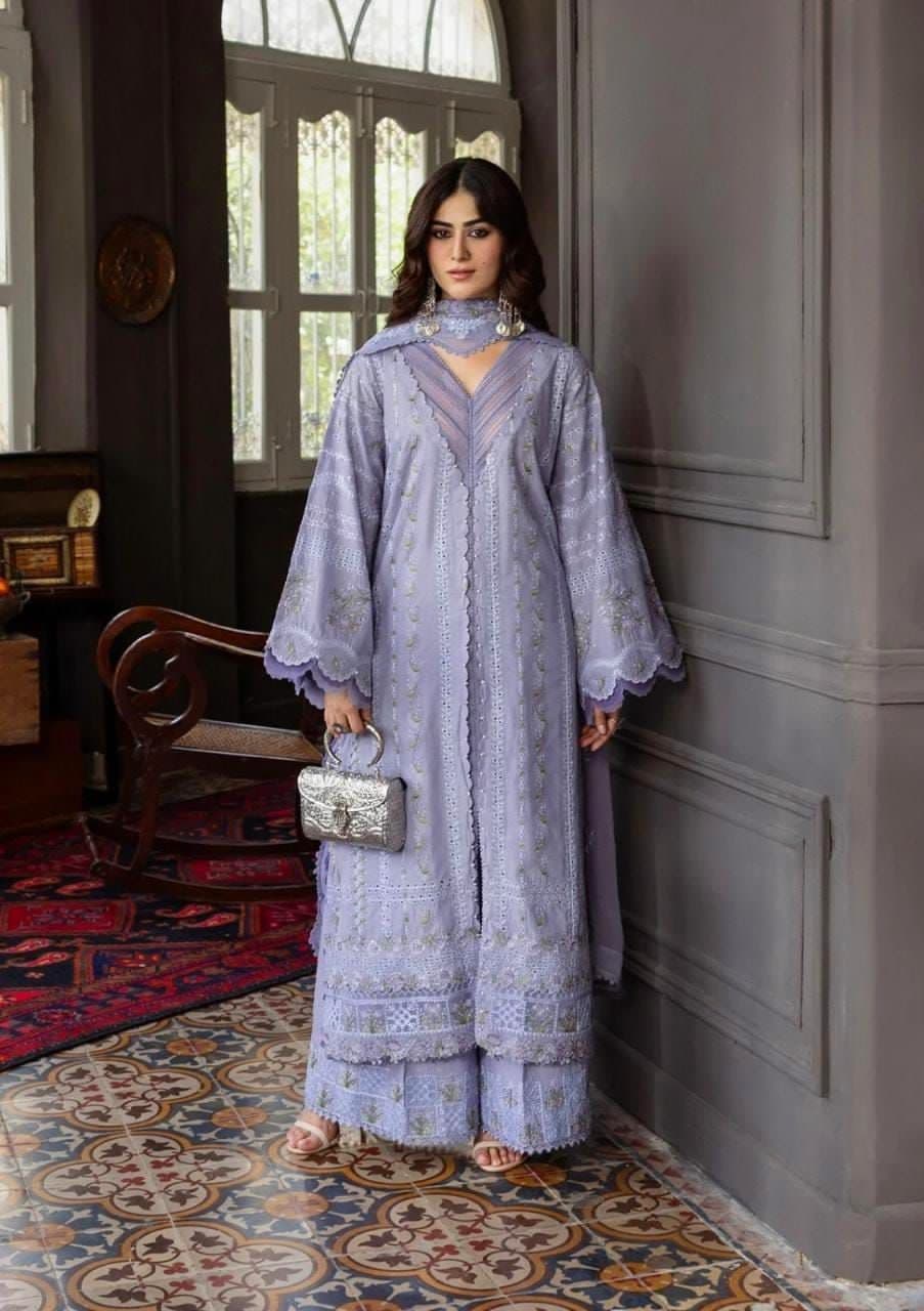 Unstitched Embroided 3 piece Lawn Suit image 1