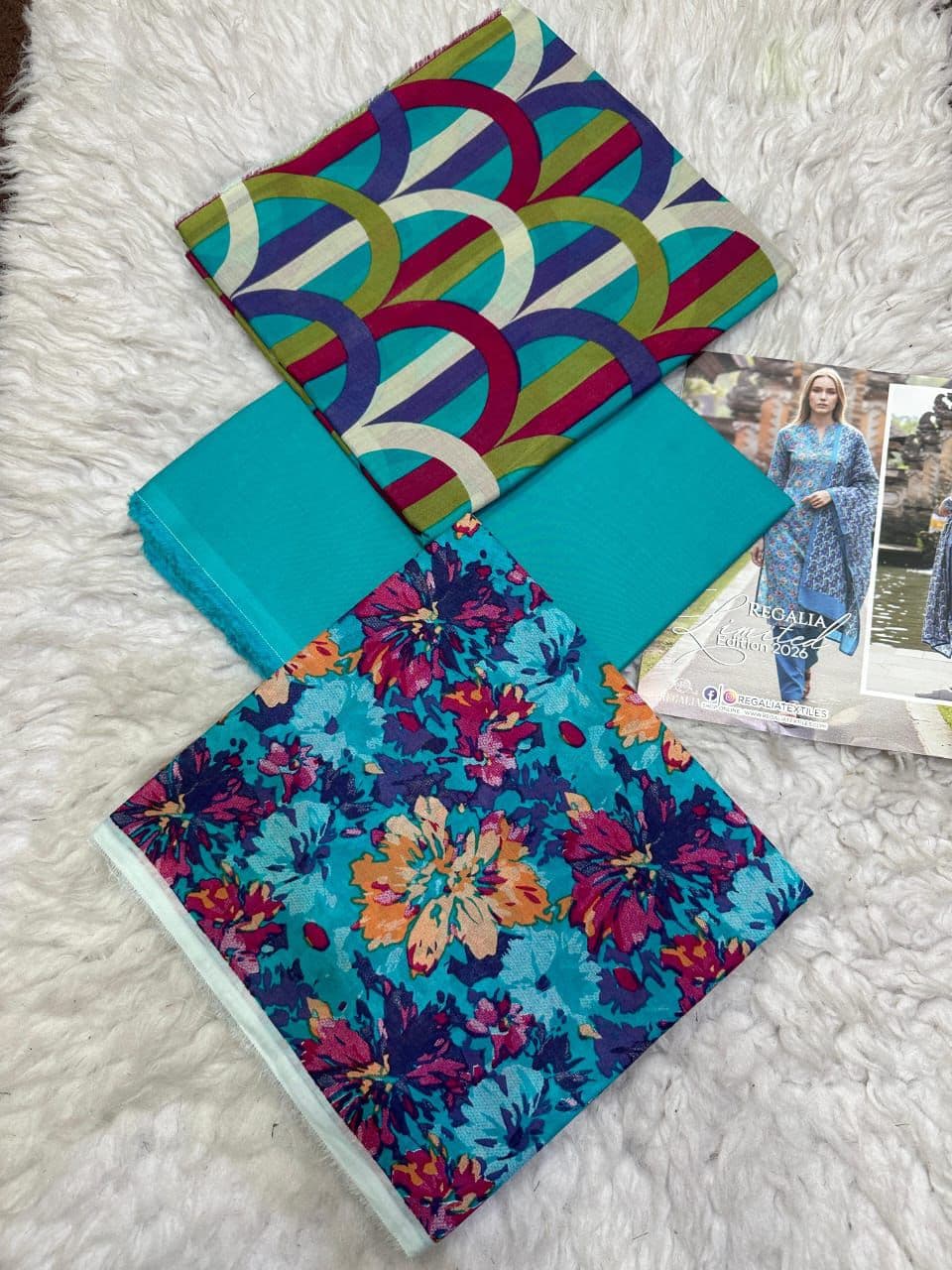 Unstitched Embroided 3 piece Lawn Suit image 1