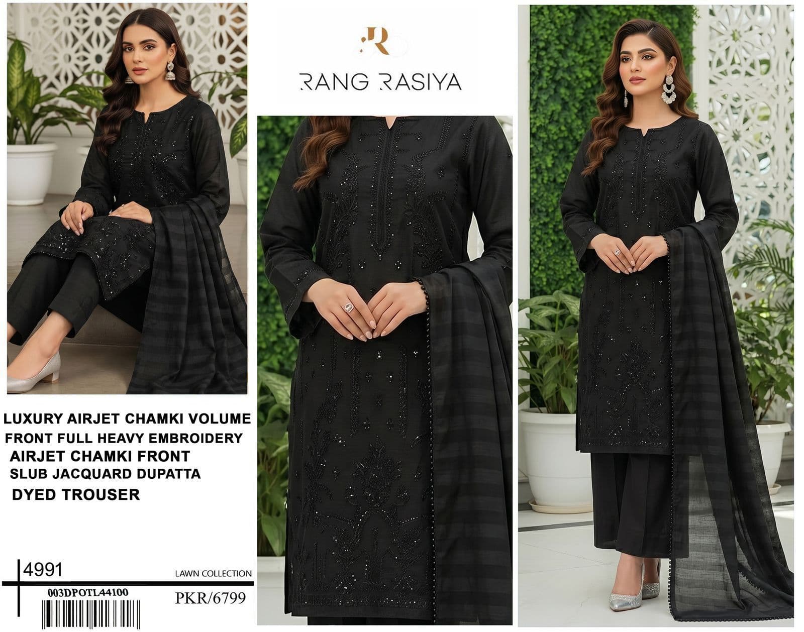 Rang Rasiya Unstitched Embroided 3 piece Lawn Suit image 1