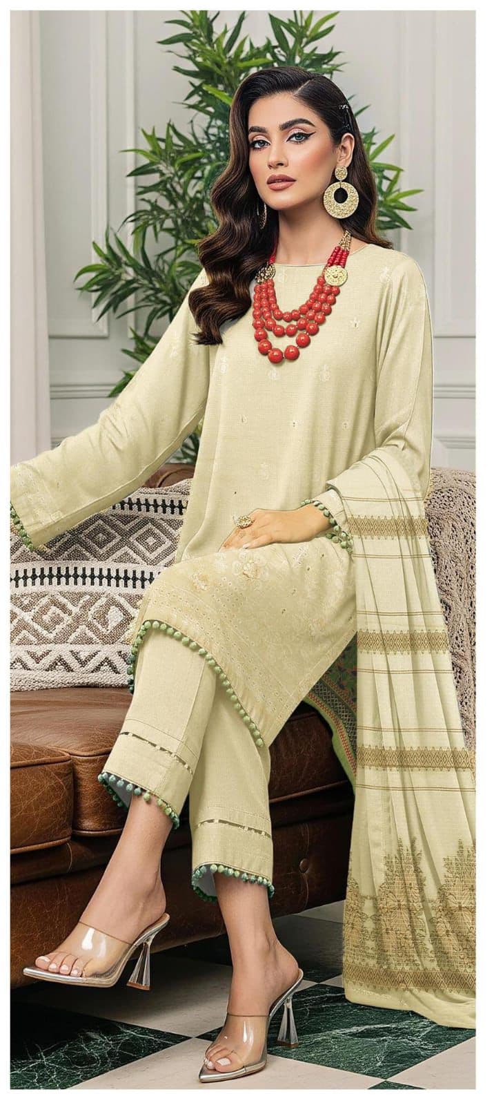 Unstitched Embroided 3 piece Lawn Suit image 1