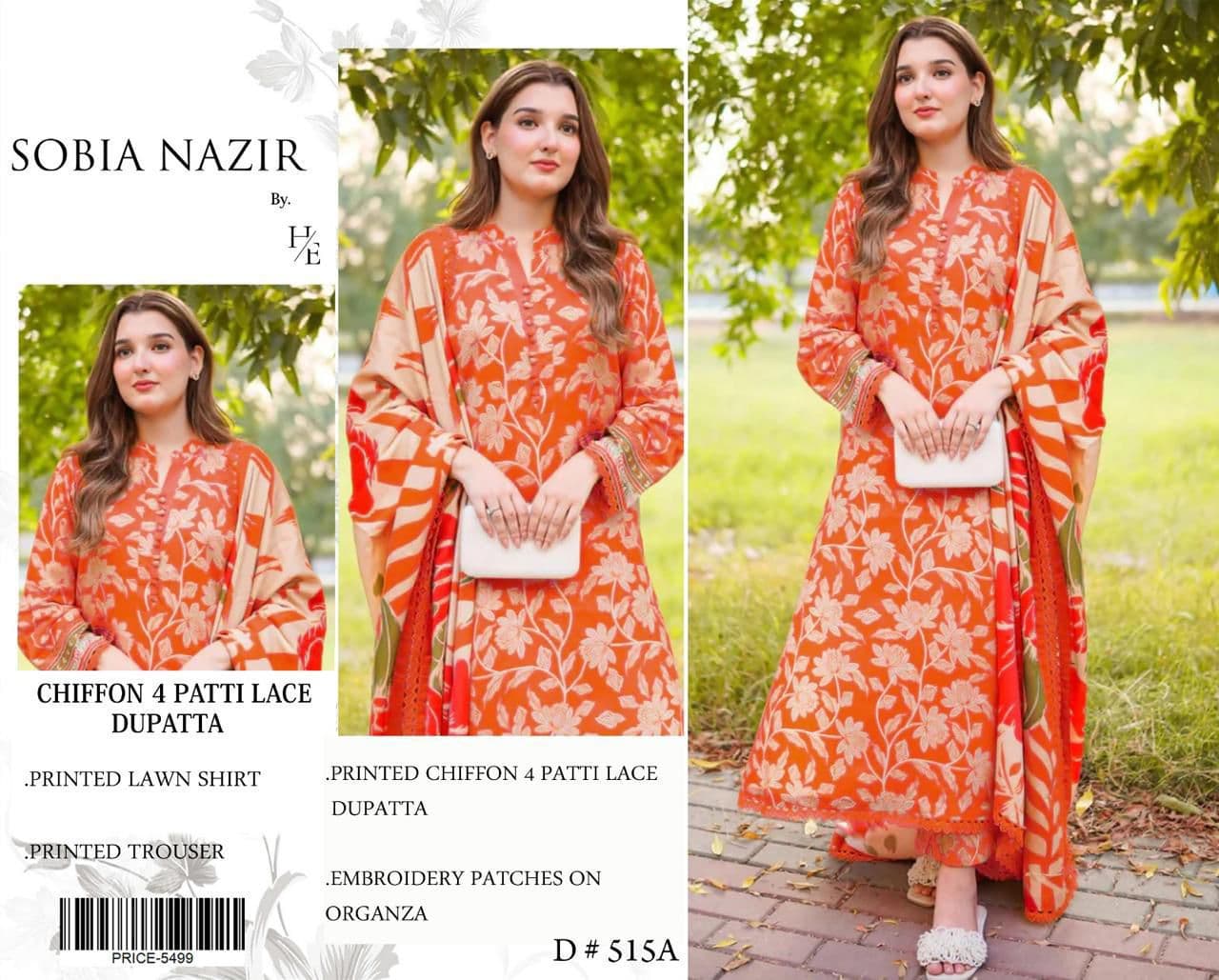 Unstitched 3 Piece lawn Suit