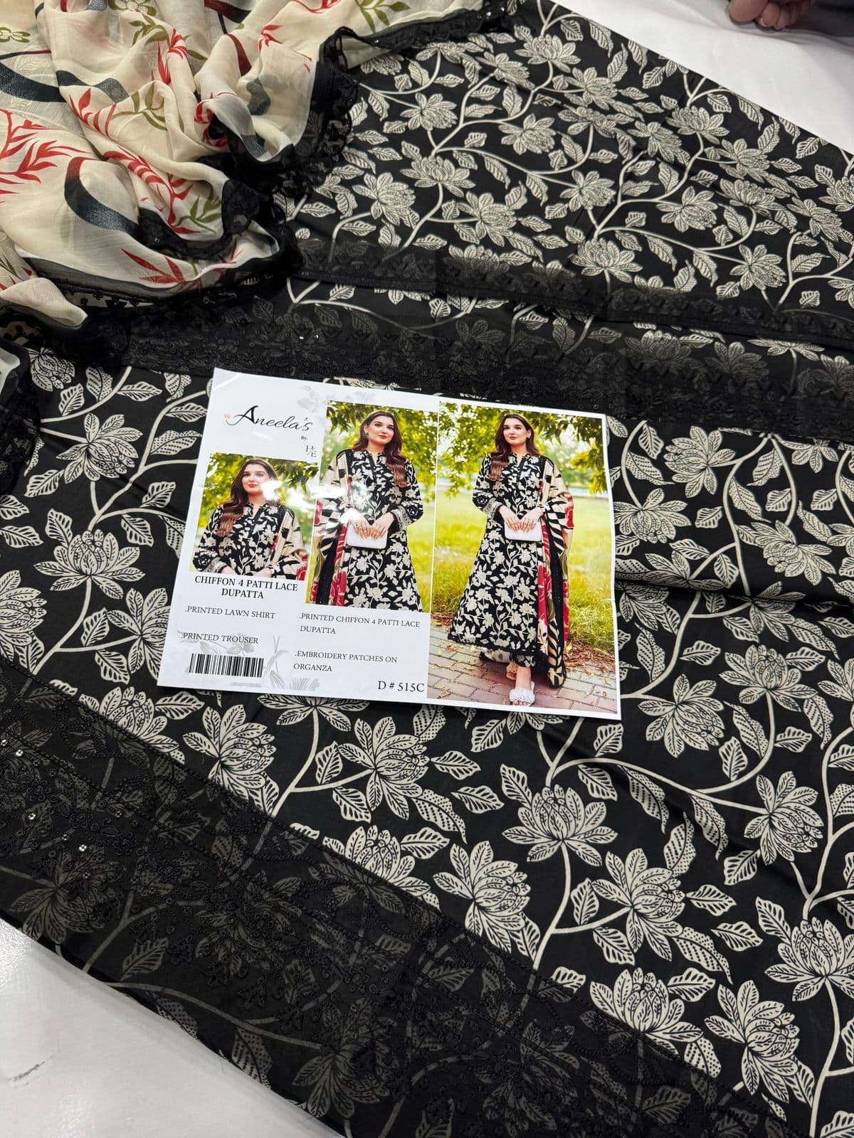 Aneela's Unstitched Embroided 3 piece Lawn Suit image 1