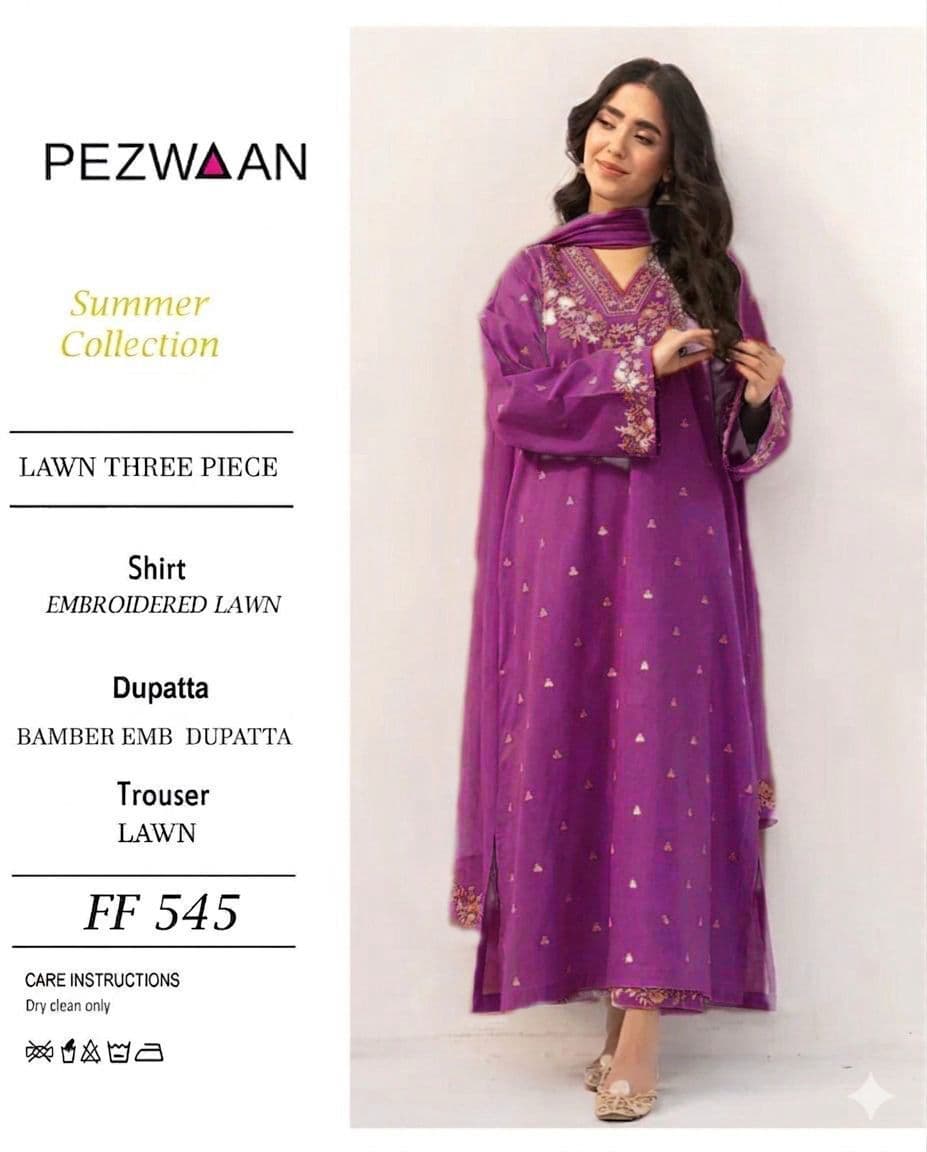 Pezwaan Unstitched Embroided 3 piece Lawn Suit image 1