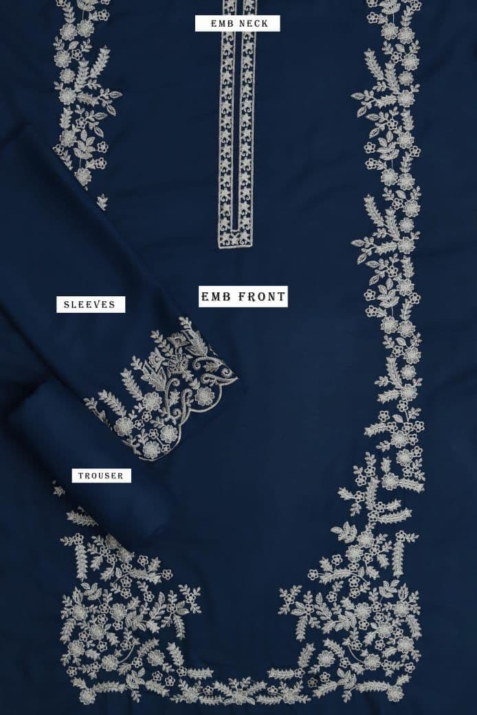 Unstitched Embroided 3 piece Lawn Suit image 1