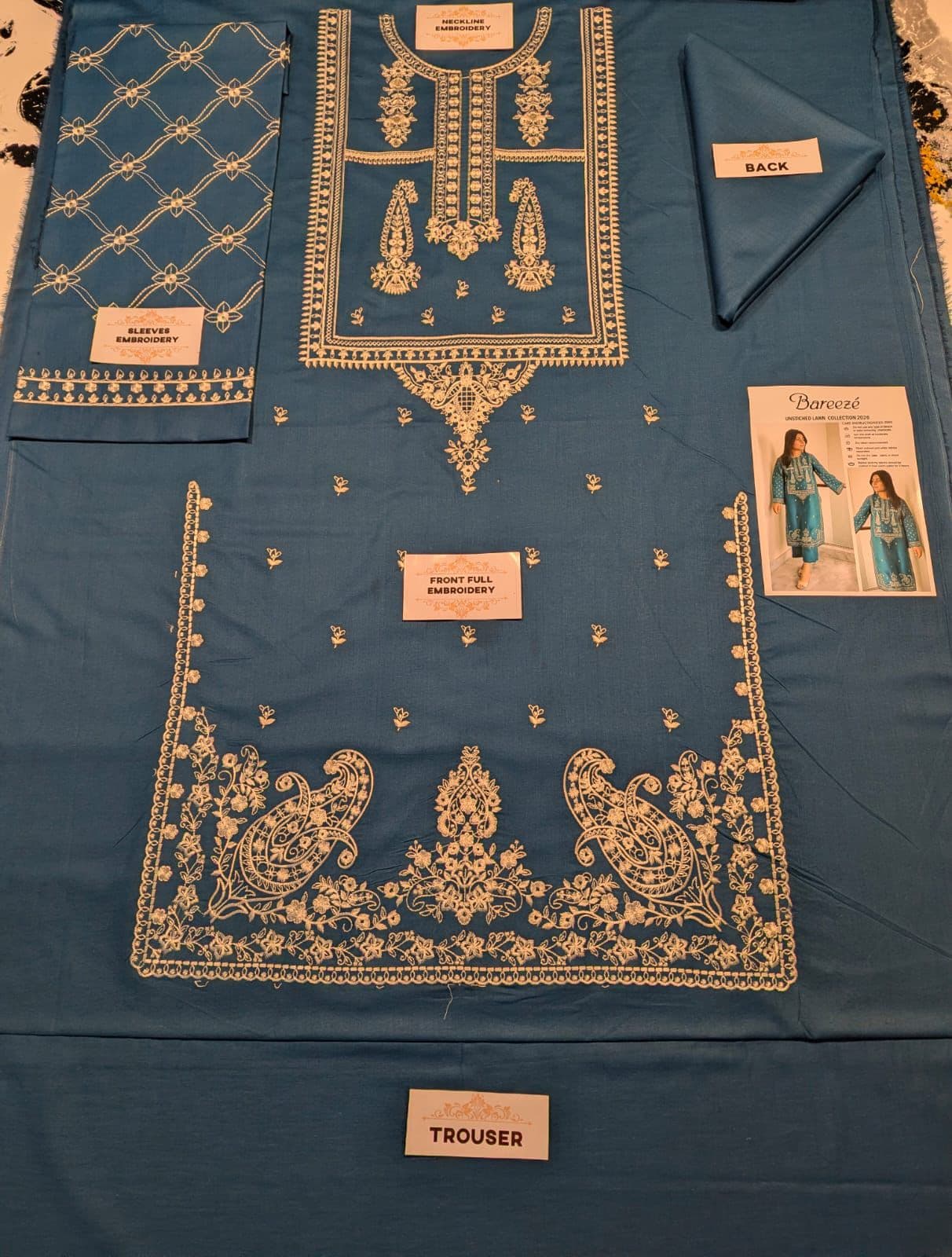 Unstitched Embroided 3 piece Lawn Suit