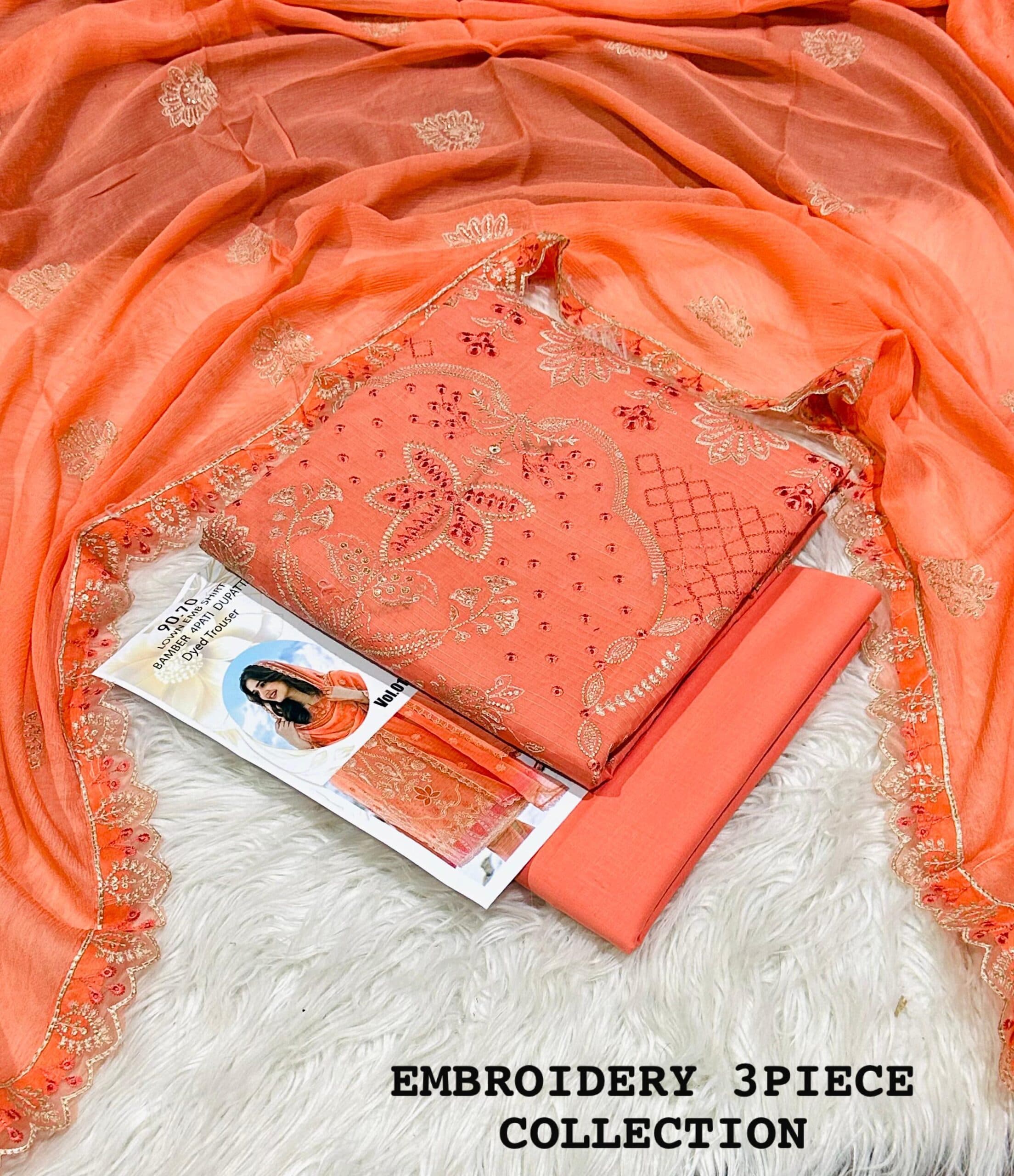 Unstitched Embroidered Lawn Suits image 3