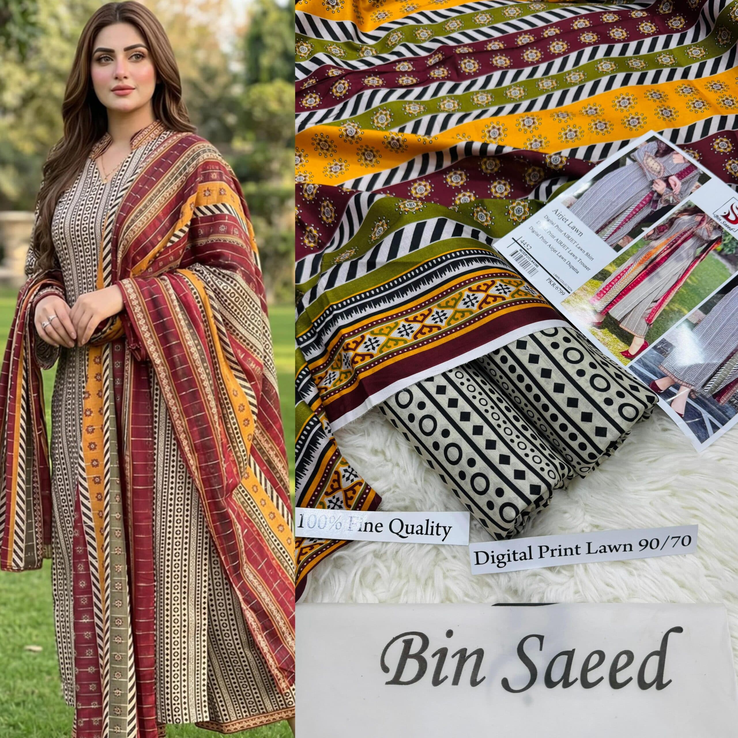 Lawn Suit by Bin Saeed
