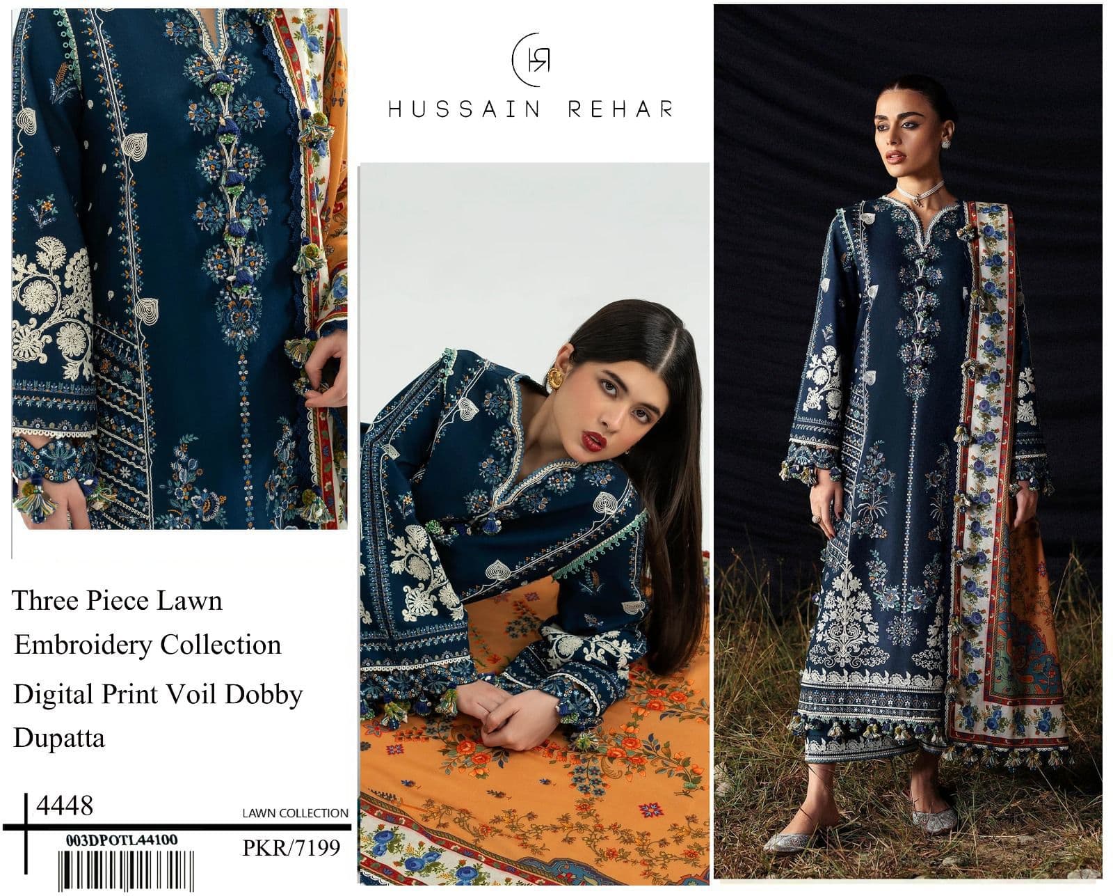3 piece Lawn Suit Hussain Rehar